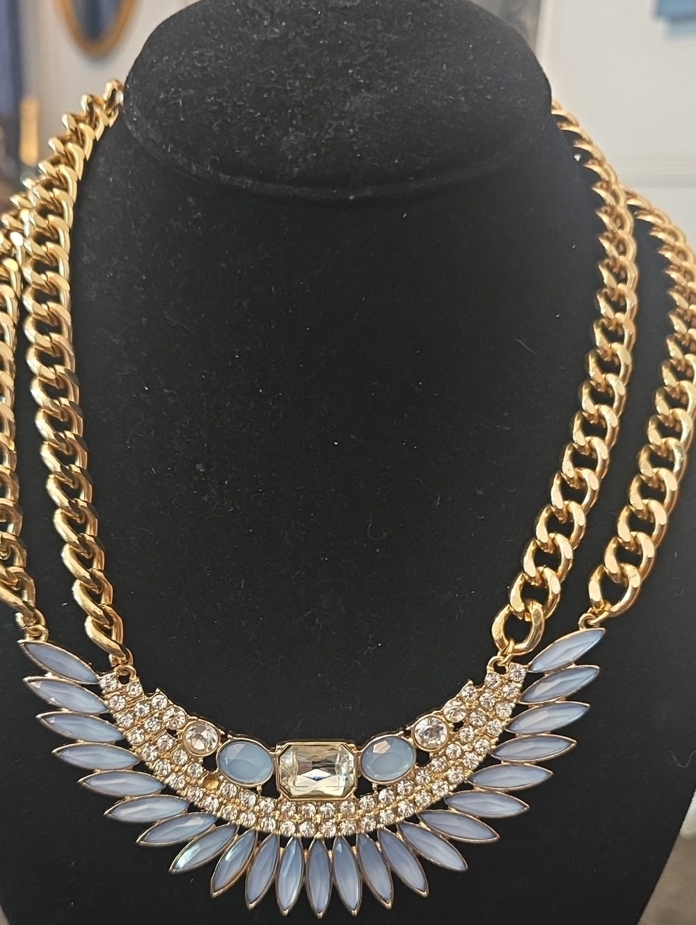 Park Lane Gold-Tone Necklace with Light Blue Gem Fringe